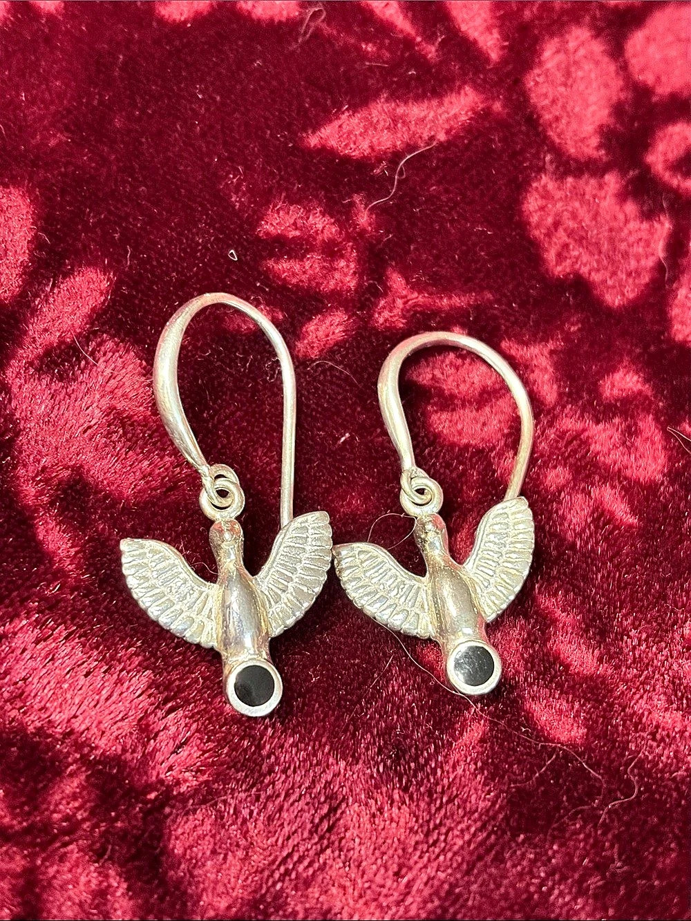 Silver Bird Drop Earrings Like New